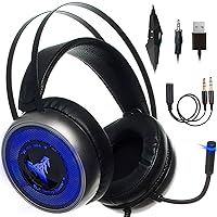 [Upgraded 2020] Gaming Headset IMBA V8 for 3D Surround Sound, PS4 Xbox One Headset | Noise Cancelling Mic Chat Headset, Over-Ear Gaming Headphones for PC, Xbox One, PS3, PS4, Nintendo Switch (Renewed)