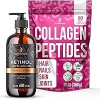 Retinol Face Serum 8Oz - Collagen Peptides Powder for Women 10 Oz