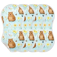 Cute Capybaras Animal Burp Cloths for Baby Boys Girls 4 Pack Burping Cloth, Burp Clothes, Newborn Towel, Milk Spit Up Rags,Burpy Cloth 202a7251