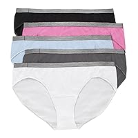 Hanes Womens Just My Size Bikinis, No-Show Panties, Cotton Stretch Underwear, Plus Sizes, 5-Pack