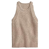 Womens Sleeveless Sweater Vest Crewneck Knit Trendy Tank Tops Solid Color Summer Basic Pullover