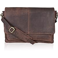 Oak Leathers Leather Messenger Bag for Men and Women - Laptop Briefcase Bag For College, Office, Adjustable Shoulder Strap