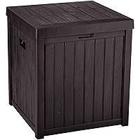YITAHOME 51 Gallon Medium Deck Box,Outdoor Storage Container for Patio Cushions,Pool Supplies,Garden Tools,Weather, Resistant,Resin (Brown)