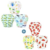 wegreeco Baby & Toddler Snap One Size Adjustable Reusable Baby Swim Diaper Diving, Ocean, Turtle, Large Bundle with Fruit Large