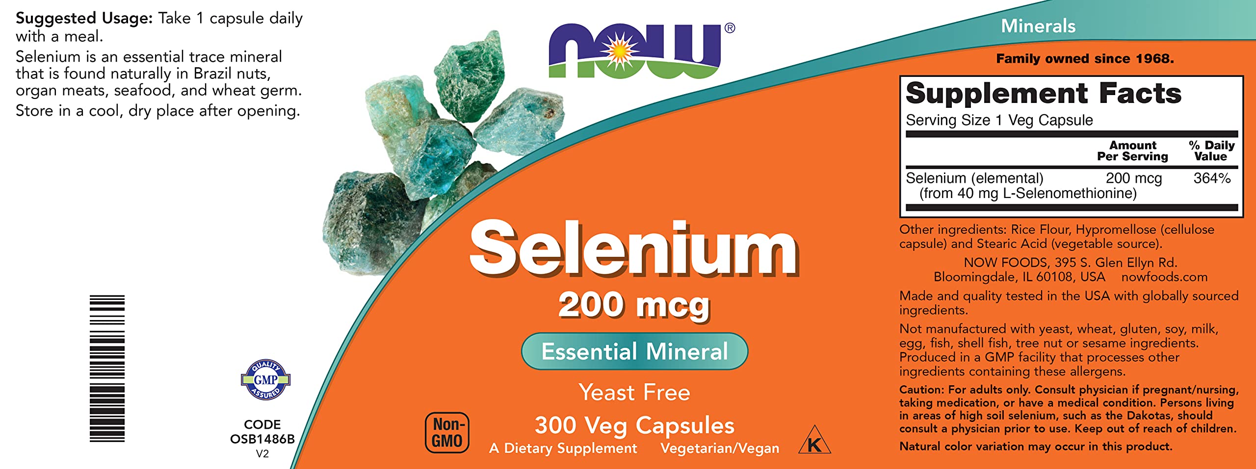 Now Foods Selenium 200mcg Capsules, 300 Count - L Selenomethionine Mineral Supplement for Women & Men - Veg Caps, Non-GMO, Vegan Friendly, Yeast-Free