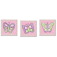 The Kids Room by Stupell Colorful Pastel Butterflies 3-Piece Ssquare Wall Plaque Set