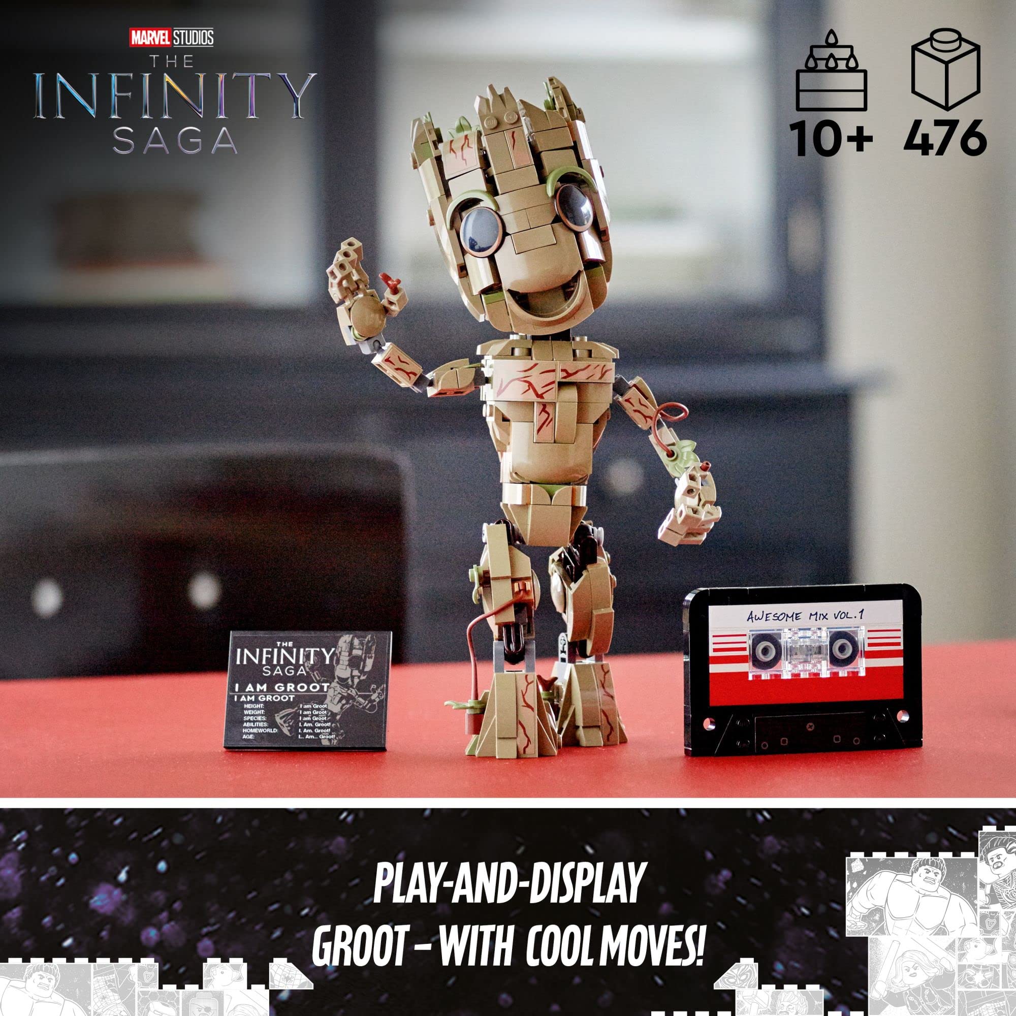 LEGO Marvel I am Groot 76217 Building Toy Set - Action Figure from The Guardians of The Galaxy Movies, Baby Groot Model for Play and Display, Great for Kids, Boys, Girls, and Avengers Fans Ages 10+