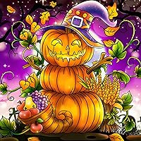MOGTAA 5D Diamond Art Painting Kits for Adults, Thanksgiving Pumpkin Diamond Painting Kits for Beginners, Full Drill Pumpkin Crystal Painting Crafts for Home Decor 13.8?3.8 in