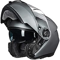 ILM Adult Motorcycle Modular Full Face Helmet Flip up Dual Visor DOT Approved Model 159(Gray,XX-Large)