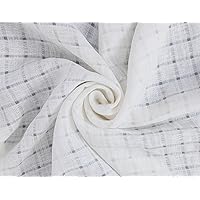 White Linen Blend Sheer Fabric with Checkered Weave 2427 White