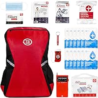 72 HRS Essential Emergency Survival Kit - Heavy Duty 72 Hour Bug Out Bag Survival Kit for Earthquake, Hurricane, Tsunami, Winter, Blackout - Include Emergency First Aid Kit, Water, Food (Red 1 Person)