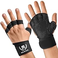 MAVA Open Gym Gloves for Women & Men; Padded Weight Lifting Gloves with Wrist Support for Comfort, Protection; Strong-Grip Fingerless Workout Gloves for 5 Fingers; Anti-Sweat Gym Accessories