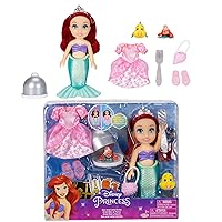 Disney Princess Ariel Doll Sea to Land Petite Ariel Doll with Sebastian & Flounder, in Mermaid Tail and Pink Dress Fashions