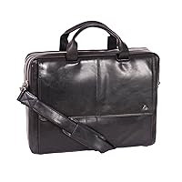 Real Leather Briefcase for Mens Messenger Laptop Satchel Bag Bennett Black