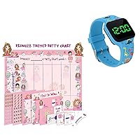 ATHENA FUTURES Potty Training Timer Watch With Flashing Lights And Music Tones - Dinosaur Pattern and Potty Training Chart for Toddlers - Princess Design