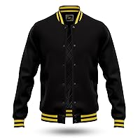 RELDOX Brand Varsity Jacket, Wool Body with Leather Arms Letterman Baseball Unique & Stylish Color BWYS, Size M
