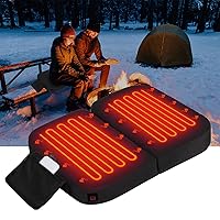 Extra Wide Heated Seat Cushion, Foldable Heated Stadium Cushion for Bleacher, 3 Level Heat Setting,1 Pocket, Battery Heated Seat Pad for Camping Stadium Office Park w/10000 mAh USB Power Bank