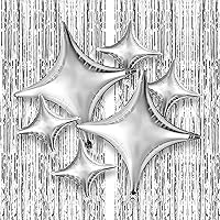 KatchOn, Silver Star Balloons Metallic - Pack of 8 | Silver Backdrop | Silver Balloons, Star Party Decorations | Silver Streamers for Graduation Decorations Class of 2024 | Silver Sparkle Balloons