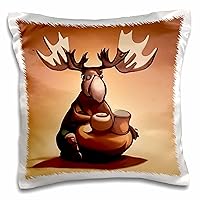 3dRose Cute Funny Moose Making Pottery with Clay and Throwing Pottery - Pillow Cases (pc-385322-1)