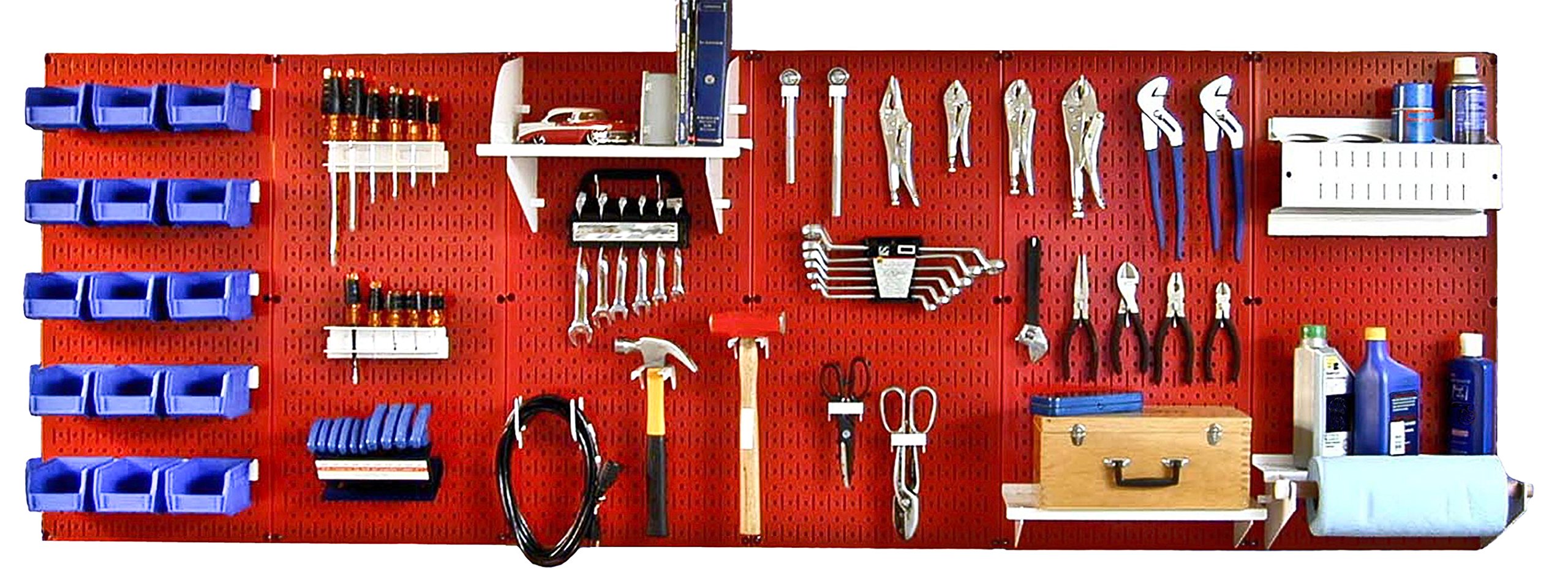 Wall Control Master Workbench Storage Kit - Red Metal Pegboard