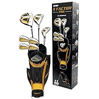 X Factor 13 Piece Golf Set All Graphite Men's, Right Handed, Gold/Silver