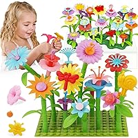 3-6 Years Old Toddler Toys - Flower Garden Building Toy with Insect Pegs, Educational Activity Gifts for Girls Preschool-Kindergarten, 153Pcs STEM Stacking Pretend Play Set