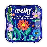 Welly Bandages | Adhesive Flexible Fabric Bravery Badges | Assorted Shapes for Minor Cuts, Scrapes, and Wounds | Colorful and Fun First Aid Tin | Wonderland Floral Patterns - 48 Count