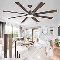 72 inch Oil Rubbed Bronze Ceiling Fans with Lights and Remote, Indoor/Outdoor Farmhouse Ceiling Fan for Living Room Patio, 6 Speed Reversible Quiet DC Motor, 3CCT, Dual Finish Blades