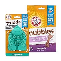 Arm & Hammer for Pets Dental Chew Toy and Dentral Treats for Dogs | Bundle Includes 1 Gorilla Chew Toy and 20 Pc Chicken Flavor Nubbies Dog Treats | Reduce Plaque & Tartar | Safe for Dogs up to 35 Lbs
