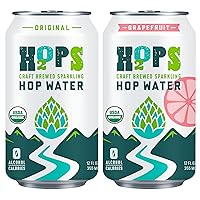 H2OPS Sparkling Hop Water - Variety Pack (12 Pack) - Zero Calorie, NA Beer, Craft Brewed, Premium Organic Hops, Lightly Carbonated Hop Tea, Gluten Free, Unsweetened, Non Alcoholic drink