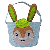 Blue Bunny Easter Basket and Treats or Toys Container for Easter Egg Hunt, Multi-Color, (PG01561)