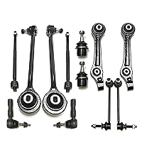 PartsW - 12 Pc Suspension Front Lower Rear Control Arms + Lower Control Arms with Bushings Sway Bars All Inner Outer Tie Rod Ends Lower Ball Joints