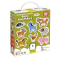 Progressive Toddler Puzzles - Farm Animals - Set Includes 15 Large 2-Piece Beginner Puzzles, 30 Pieces Total - for Kids Ages 18 Months and up