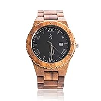 Wooden Wrist Watch for Men - Koa Wood/Sapphire Crystal Dial Window/Wood Watch Band/Analog Japan Movement - Includes Logo Stamped Box