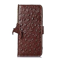 Case for iPhone 14 Pro Max/14 Plus/14 Pro/14, Genuine Leather Case with RFID Blocking, Card Slot and Wrist Strap Shockproof Wallet Case,Brown,14 6.1
