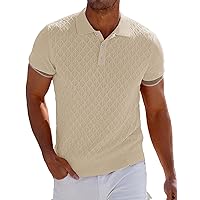 GRACE KARIN Mens Breathable Polo Shirts Short Sleeve Lightweight Knit Texture Golf Shirts Knitwear