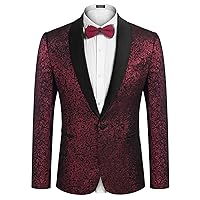 COOFANDY Men's Floral Tuxedo Jacket Jacquard Suit Jacket Slim Fit Blazer for Wedding, Prom, Dinner