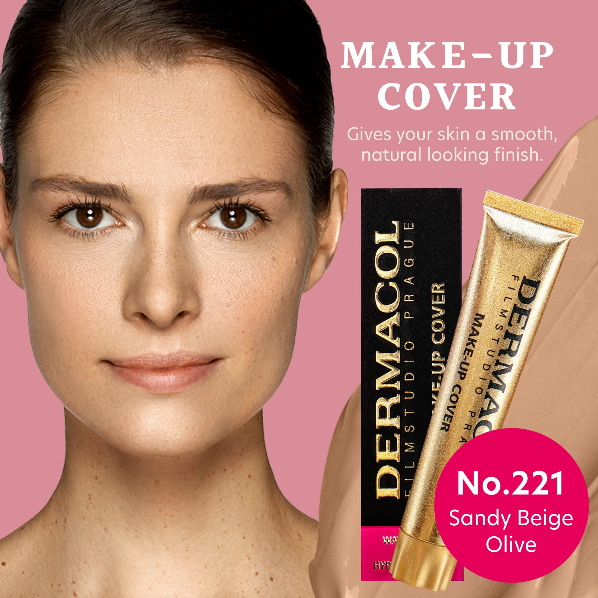 Dermacol - Full Coverage Foundation, Liquid Makeup Matte Foundation with SPF 30, Waterproof Foundation for Oily Skin, Acne, & Under Eye Bags, Long-Lasting Makeup Products, 30g, Shade 221
