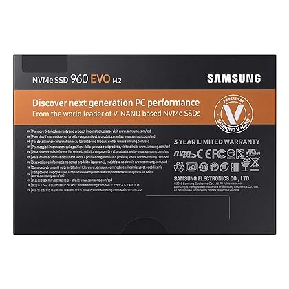 Samsung SSD 960 EVO Series - 1TB PCIe NVMe - M.2 Internal SSD (MZ-V6E1T0BW