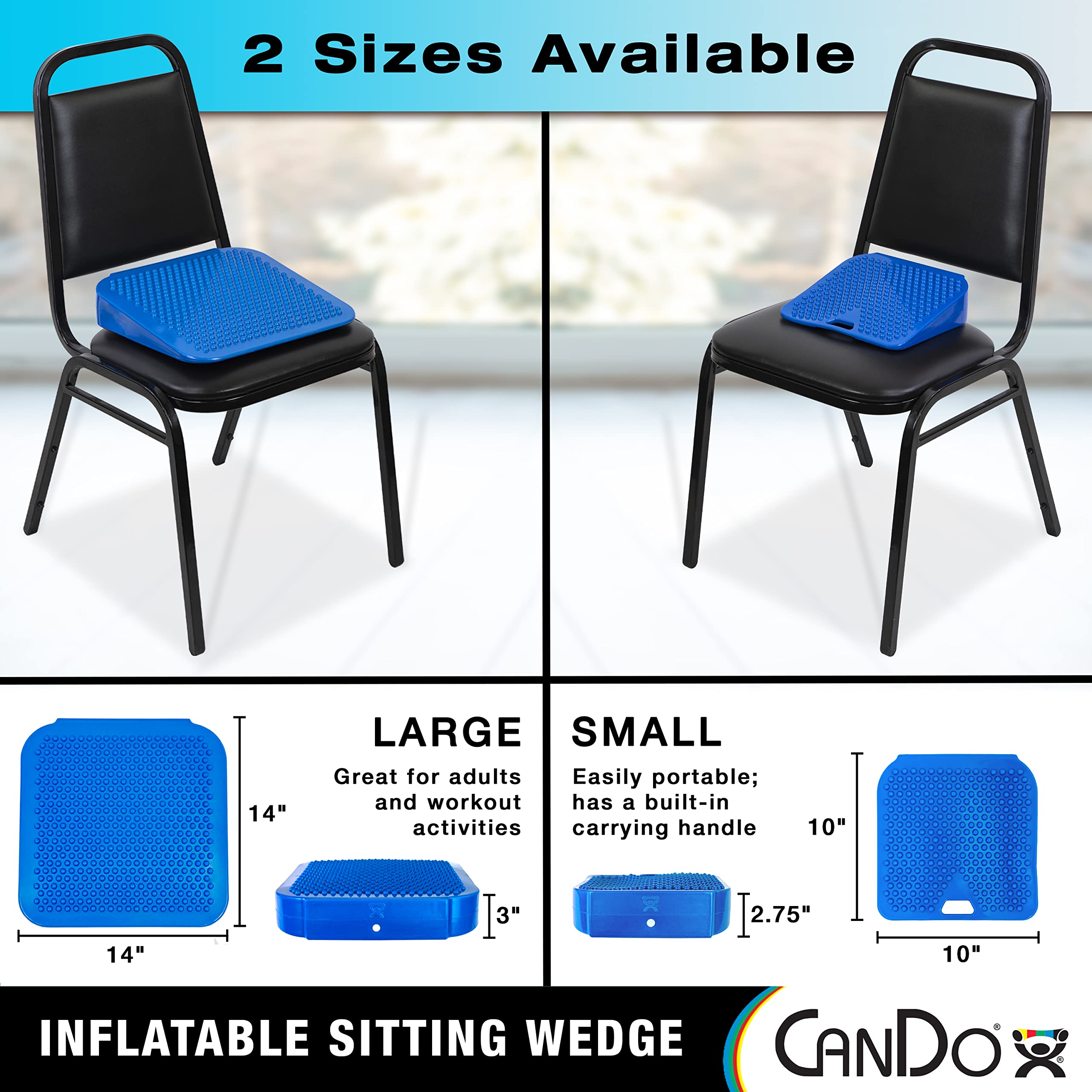 CanDo Sitting Wedge Active Seat Wobble Cushion for Posture, Back Pain, Stress Relief, Restlessness, and Anxiety - Child Size, 10