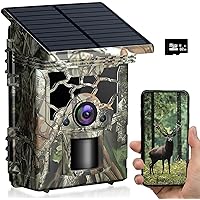 Trail Camera - Solar Powered 4K 46MP WiFi Bluetooth Game Camera, Motion Activated Hunting Camera Wildlife Camera with IP66 Waterproof HD Night Vision for Wildlife Hunting