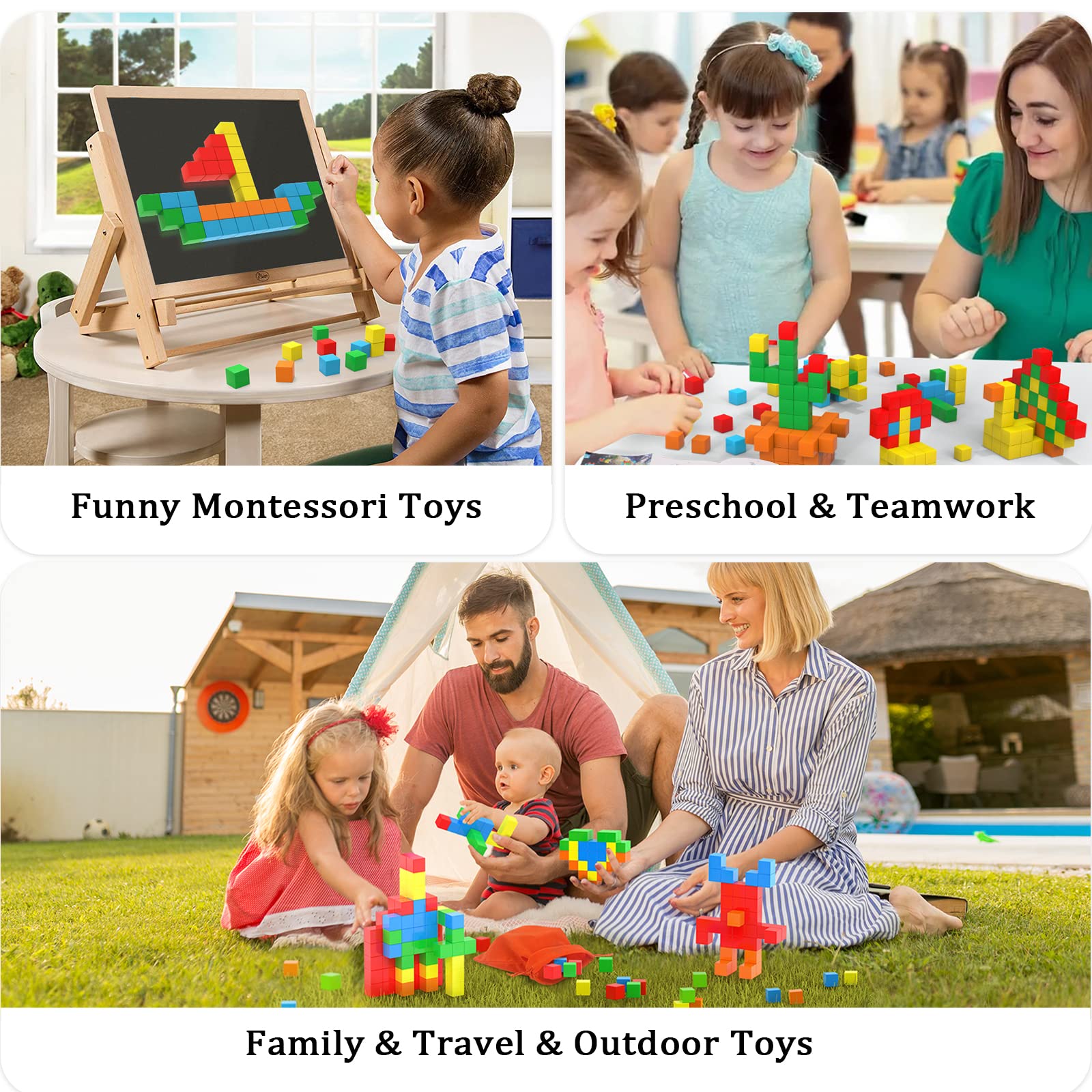 Large Magnetic Blocks for Toddler Toys, STEM Preschool Learning Sensory Montessori Outdoor Travel Building Toys Gifts for 3 4 5 6 Year Old Kids Boys Girls