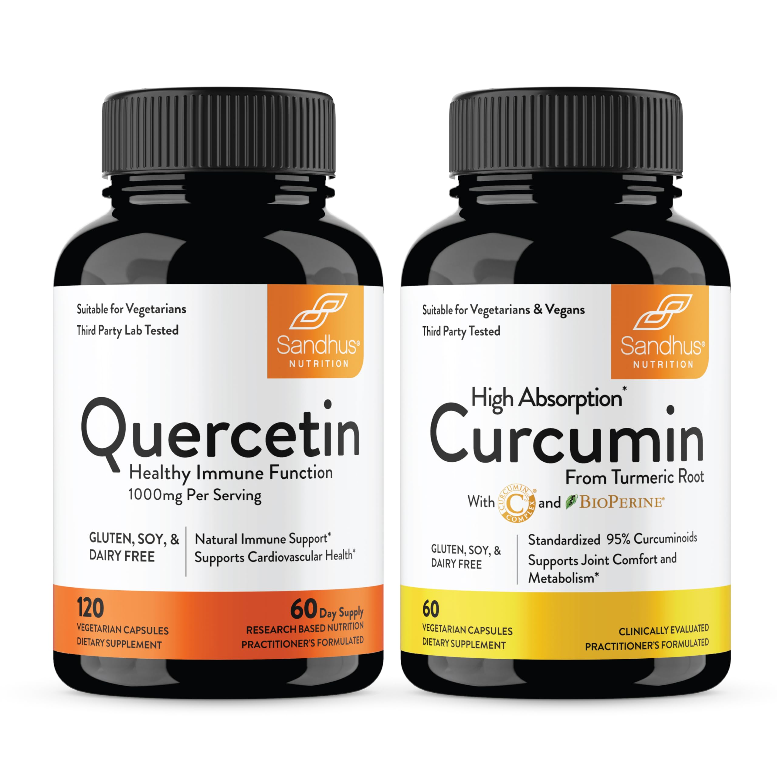 Sandhu's Quercetin 1000mg Capsules Bioflavonoids & Curcumin C3 Complex with bioperine| Immune Health Support| Cardiovascular Health| Joint Support| Keto, Non-GMO