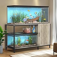 55-90 Gallon Fish Tank Stand Large Aquarium Stand with Accessories Storage Cabinet, Heavy Duty Metal Fish Tank Cabinet Suitable for Turtle Tank, Reptile Terrarium, 1000LBS Capacity, Wood