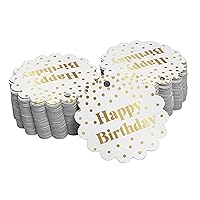 Happy Birthday Bottle Tag Real Gold Foil Favor Hang Tags 100 Pack