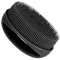 Hand-Held Body Shower Brush Soft Silicone Body Scrubber for Brushing Gentle Exfoliating Bath Cleansing Brush Bath Brush for Men Women Kids All Kind of Skin (Black)