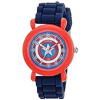 MARVEL Captain America Kids' WMA000234 Avenger Analog Display Analog Quartz Blue Watch