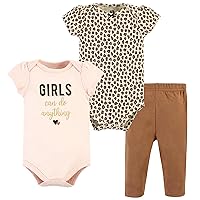 Hudson Baby unisex-baby Unisex Baby Cotton Bodysuit and Pant Set, Cinnamon Hearts, 0-3 Months
