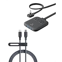 Anker USB C to USB C Cable (240W, 6ft), Bio-Braided USB C Charger Cable, Anker Nano Charging Station, 6-in-1 USB C Power Strip 67W Max with Flat Plug and 5 ft Thin Extension Cord, 2 AC, 2 USB A, 2 US