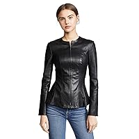 Theory Women's Leather Movement VIP-UP Jacket, Black, 00